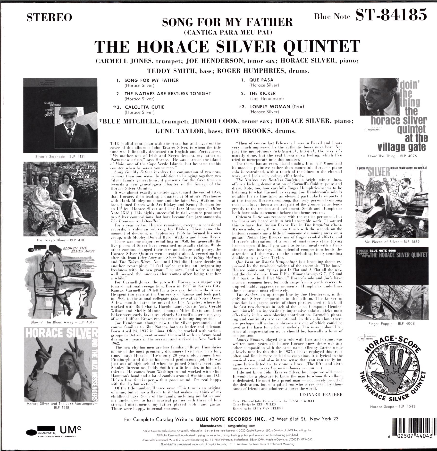 The Horace Silver Quintet Song For My Father Cantiga Para Meu Pai Lp