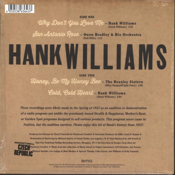 Hank Williams-1952 Radio Audition-7" Single (Vinyl)-02