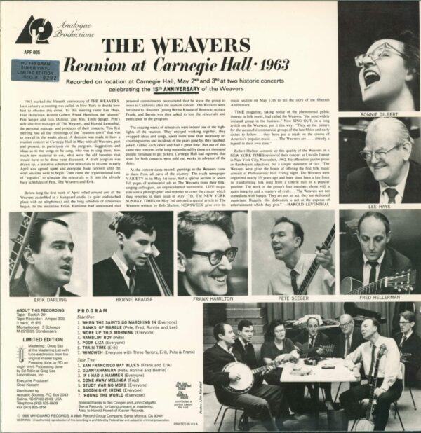 The Weavers-Reunion At Carnegie Hall - 1963-LP (Vinyl)-02