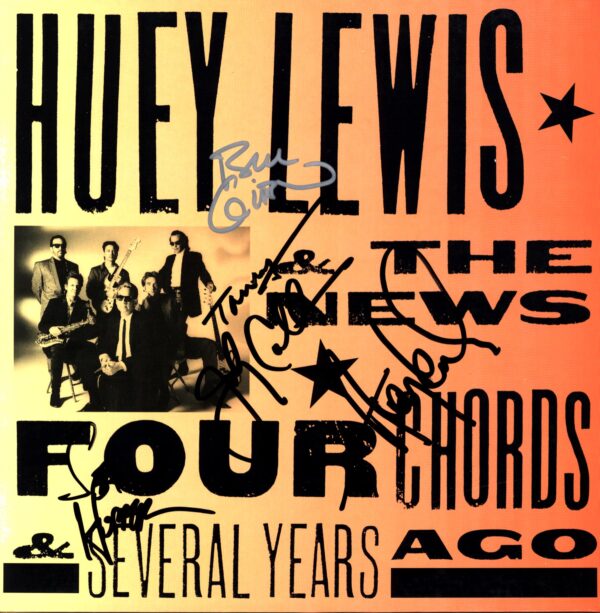 Huey Lewis & The News-Four Chords & Several Years Ago-autograph LP Vinyl