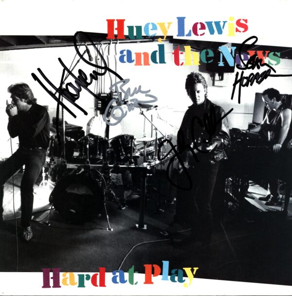 Huey Lewis & The News-Hard At Play-autograph LP Vinyl