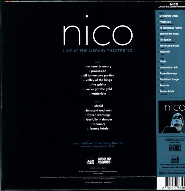 Nico-Live At The Library Theatre '80-LP Vinyl