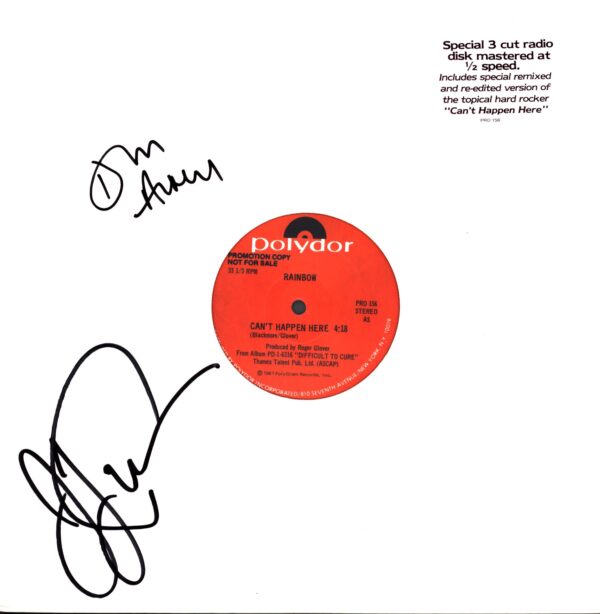 Rainbow-Can't Happen Here-autograph 12 Vinyl