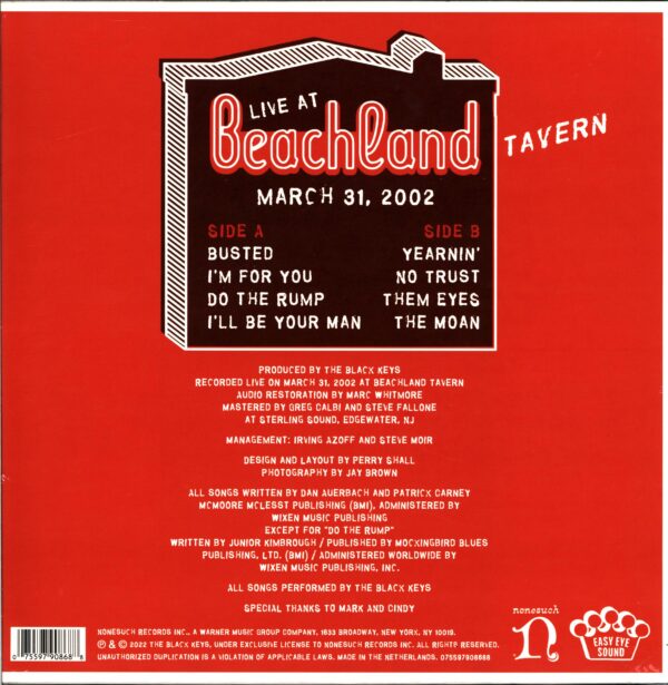 The Black Keys-Live At Beachland Tavern March-LP Vinyl