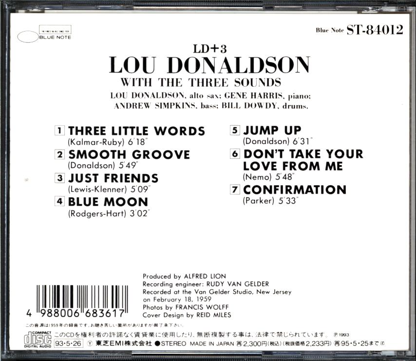 洋楽 Lou Donaldson LD+3 Blue Note 4012 洋楽 Lou Donaldson LD+3 Blue Note 4012 Lou Donaldson with