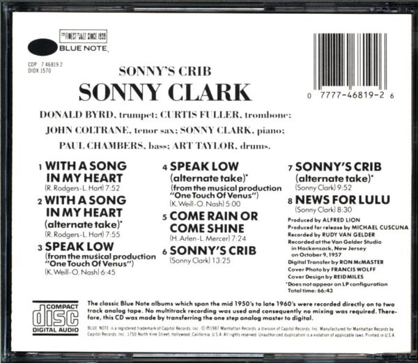 Sonny Clark-Sonny's Crib-CD