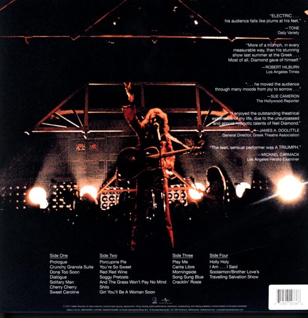 Neil Diamond-Hot August Night-clear LP Vinyl
