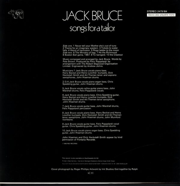 Jack Bruce-Songs For A Tailor-RE LP Vinyl