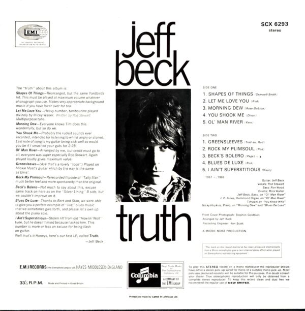Jeff Beck-Truth-RE LP Vinyl