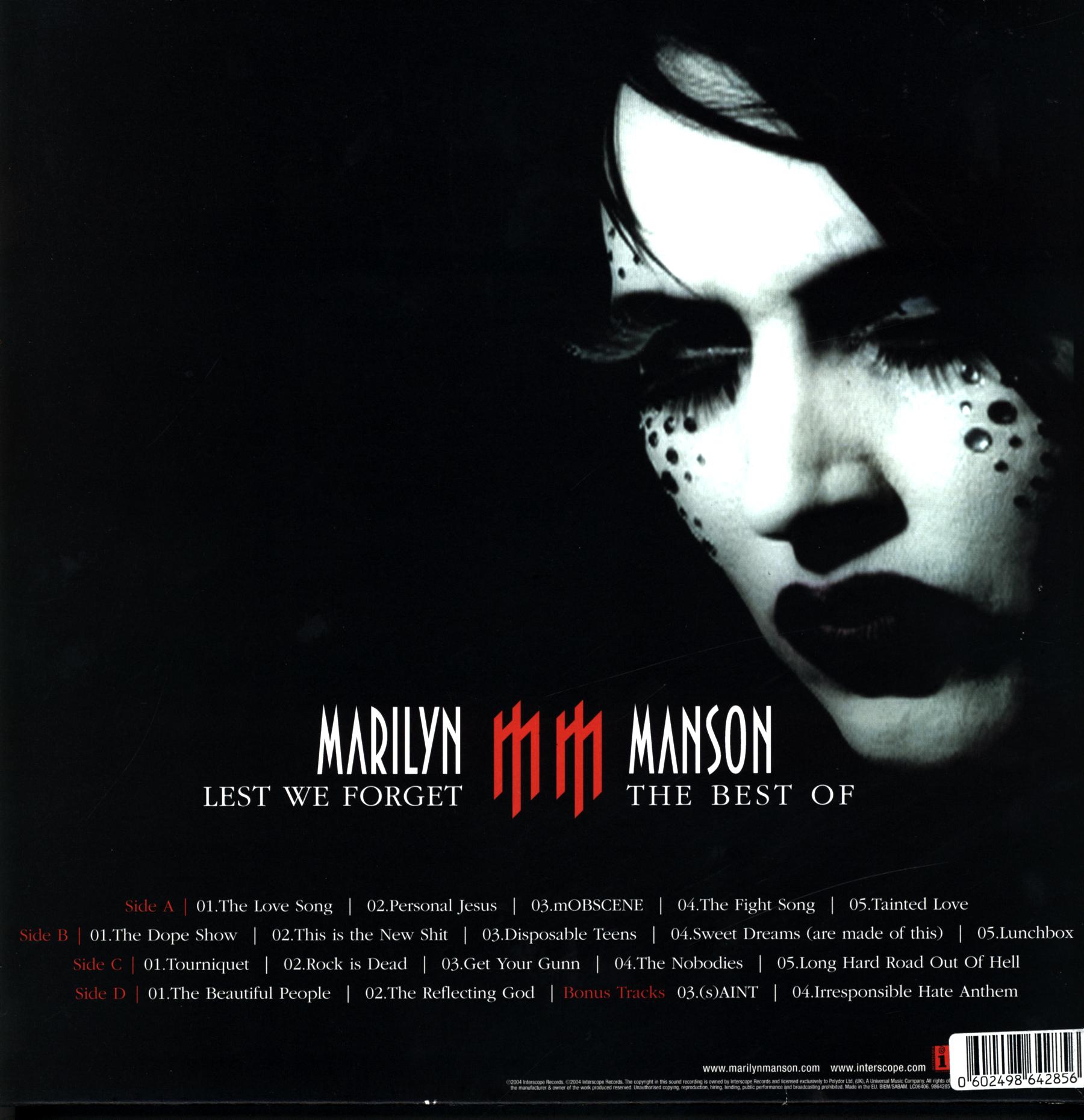 Marilyn Manson Lest We Forget The Best Of LP Vinyl Rockers Records Marilyn Manson Lest We Forget The Best Of LP Vinyl Rockers Records