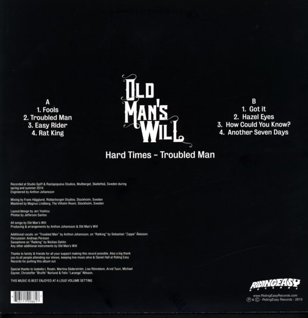 Old Man's Will-Hard Times - Troubled Man-red LP Vinyl