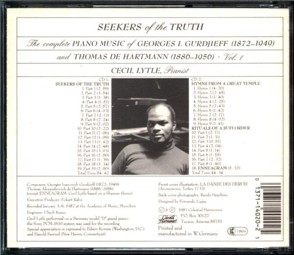 Georges Ivanovitch Gurdjieff-Seekers Of The Truth The Complete Piano Music Of Georges I. Gurdjieff (1872-1949) And Thomas De Hartmann (1886-1956) Vol. 1-CD