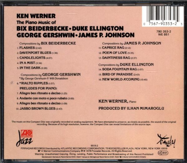 Kenny Werner-The Piano Music Of Bix Beiderbecke - Duke Ellington - George Gershwin - James P. Johnson-CD