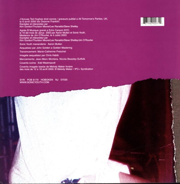 Sonic Youth-J'accuse Ted Hughes - Agnès B Musique-12 Vinyl