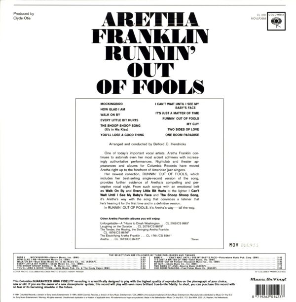 Aretha Franklin-Runnin' Out Of Fools-LP Vinyl red 2023