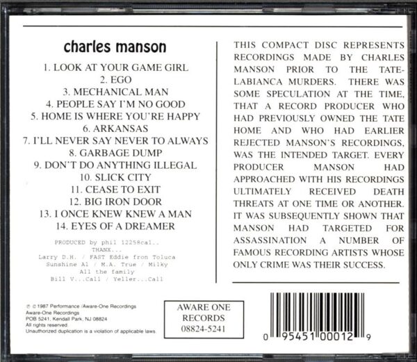 Charles Manson-LIE The Love And Terror Cult-CD