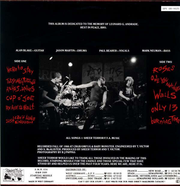 Sheer Terror-Just Can't Hate Enough-LP Red Vinyl