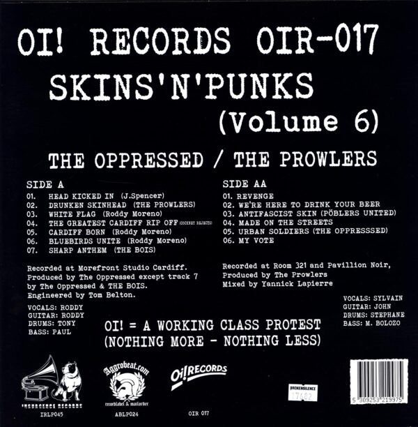 The Oppressed-The Prowlers-Skins 'N' Punks Volume 6-LP Vinyl