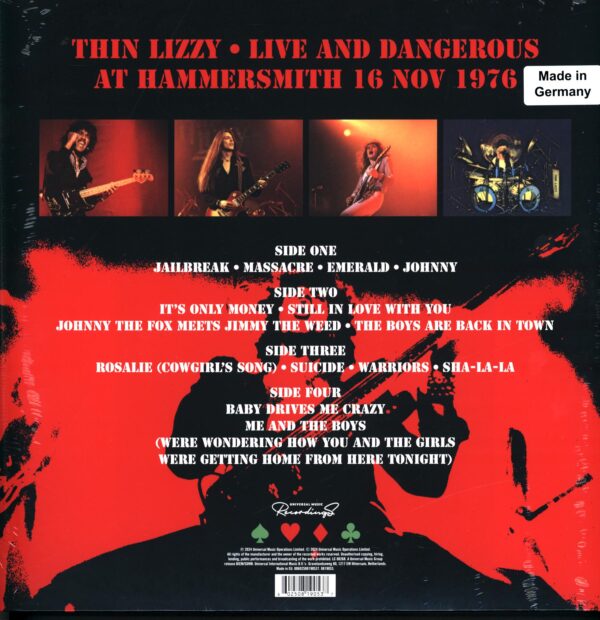 Thin Lizzy-Live And Dangerous At Hammersmith 16 Nov 1976 RSD 2024-LP Vinyl