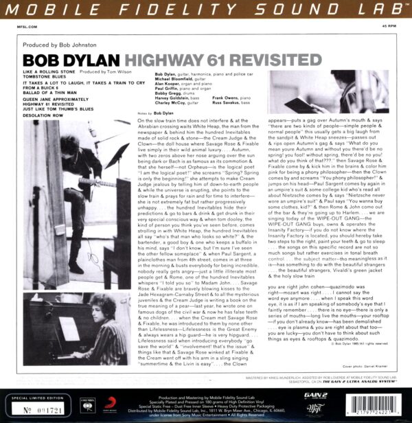 Bob Dylan-Highway 61 Revisited MFSL US 2014-LP Vinyl