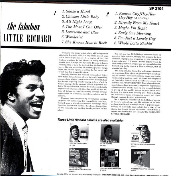 Little Richard-The Fabulous Little Richard-1986 LP Vinyl