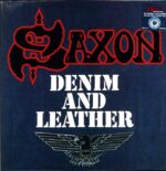Saxon-Denim And Leather-blue splatter LP Vinyl
