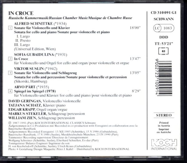 Sofia Gubaidulina-In Croce (Russische Kammermusik = Chamber Music From Russia)-CD