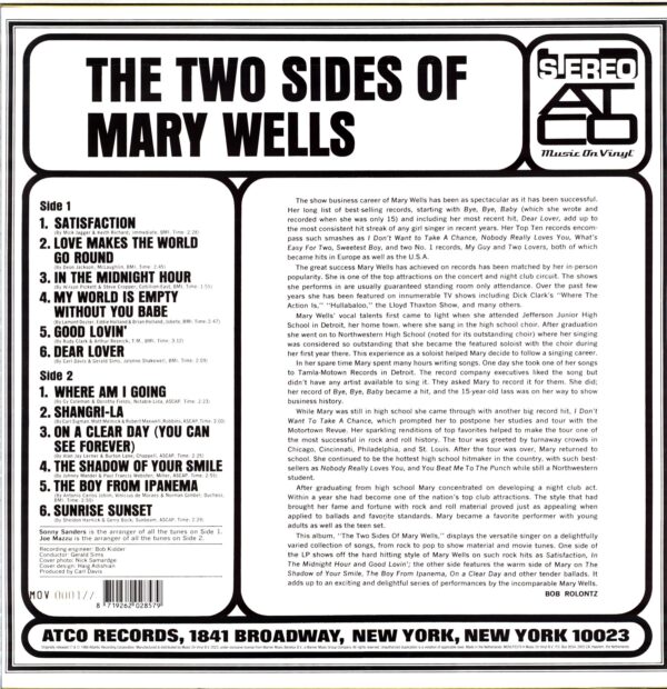 Mary Wells-The Two Sides Of Mary Wells-LP Vinyl 2023 yellow