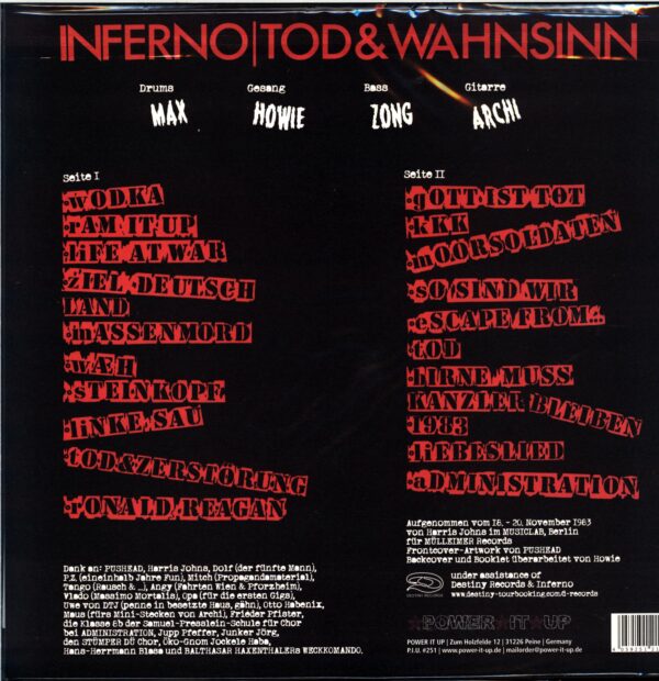 Inferno-Tod und Wahnsinn-LP Vinyl