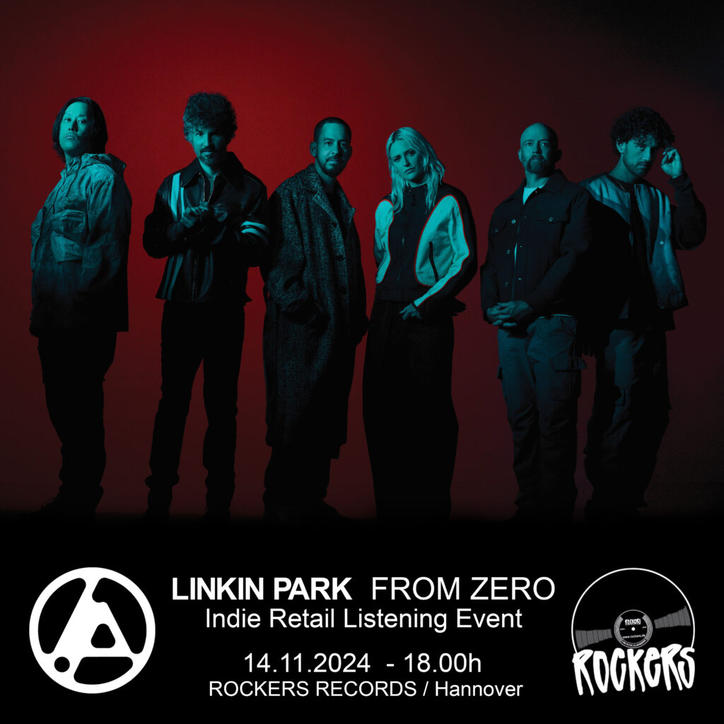 Limkin Park: From Zero Indie Retail Listening Event Rockers Records 14.11.2024 18:00 Uhr Am Freitag, den 15.11. erscheint das neue Linkin Park Album "From Zero". Bei uns im Laden in Linden könnt Ihr bereits am Donnerstag (14.11.) im Rahmen der Indie Retail Listening Events ab 18:00 Uhr das neue Album anhören, die limitierte Indie Store Vinyl Version kaufen und exklusive Goodies abstauben. Da es vermutlich eng wird, bitten wir um Anmeldung an rockers@rockers.de. Nicht zögern.