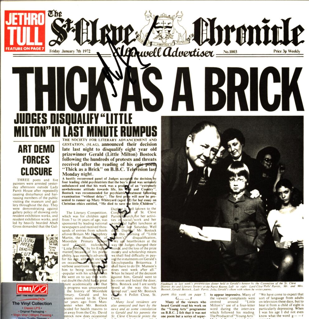 Jethro Tull-Thick As A Brick EMI 100 signed-LP Vinyl