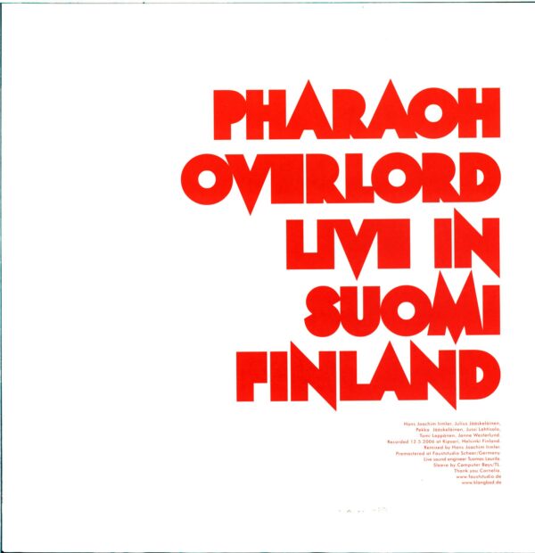 Pharaoh Overlord-Live In Suomi Finland-white LP Vinyl