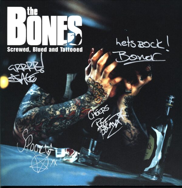 The Bones-Screwed Blued And Tattooed blue marbled signed-LP Vinyl