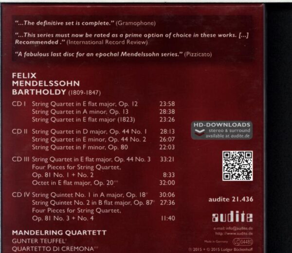 Felix Mendelssohn-Bartholdy-Complete Chamber Music For Strings-CD