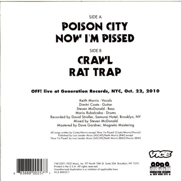 OFF!-Live At Generation Records-7 Vinyl
