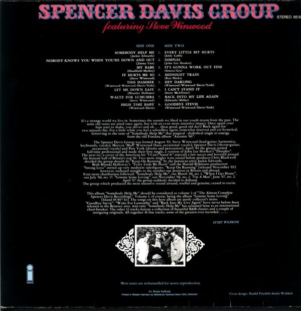 The Spencer Davis Group-Somebody Help Me RE signed-LP Vinyl