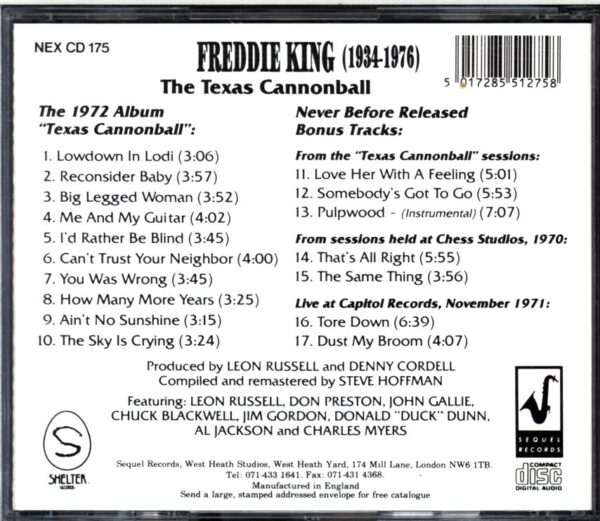 Freddie King-Texas Cannonball-CD