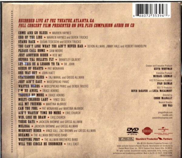 Gregg Allman-All My Friends Celebrating The Songs and Voice Of Gregg Allman-DVD