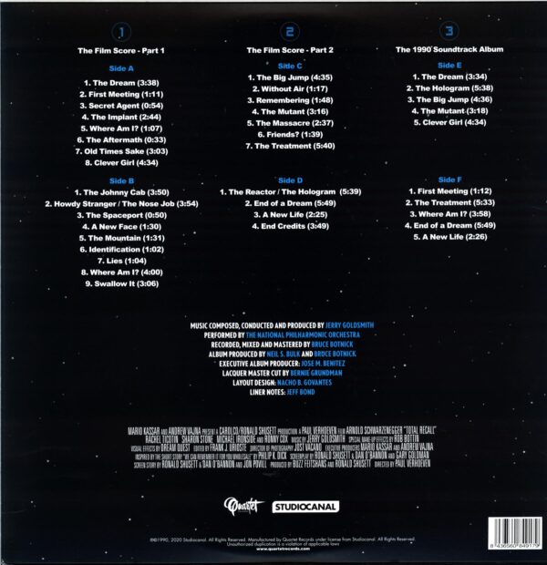 Jerry Goldsmith-Total Recall (Original Motion Picture Soundtrack 30th Anniversary Special Edition)-LP Vinyl