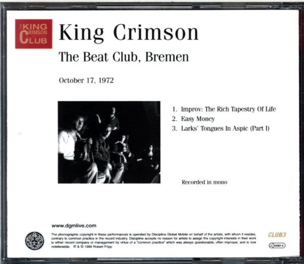 King Crimson-The Beat Club Bremen (October 17 1972)-CD