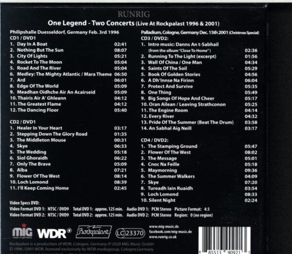 Runrig-One Legend - Two Concerts Live At Rockpalast 1996 and 2001-CD