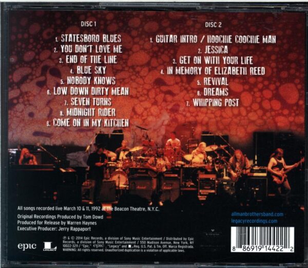 The Allman Brothers Band-Play All Night Live At The Beacon Theatre 1992 -CD