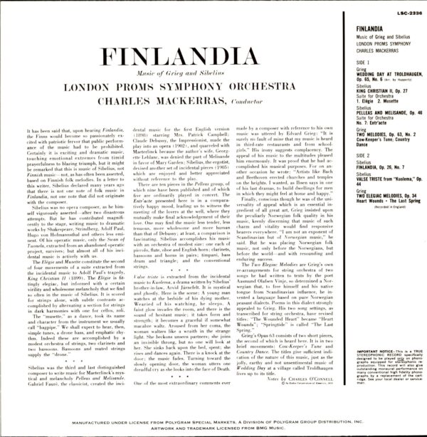 The London Proms Symphony Orchestra-Finlandia - Music Of Grieg And Sibelius-LP Vinyl