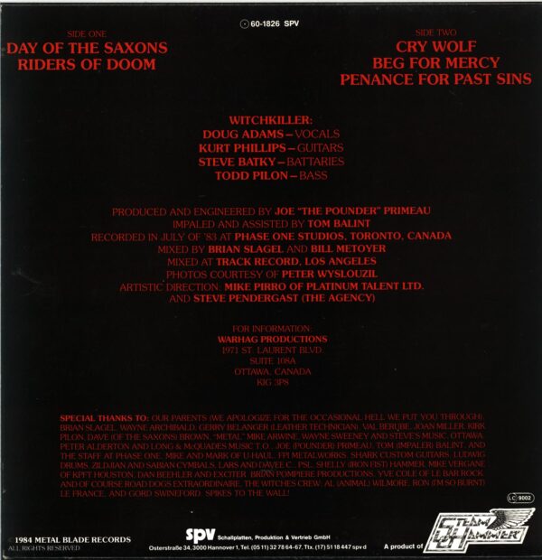 Witchkiller-Day Of The Saxons-12 Vinyl