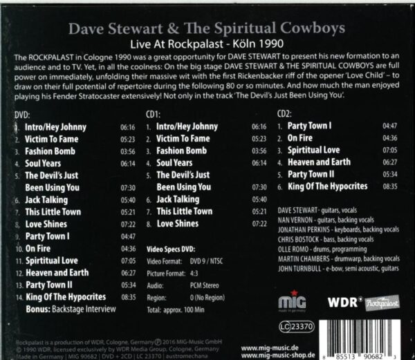 Dave Stewart And The Spiritual Cowboys-Live At Rockpalast - Köln 1990-CD