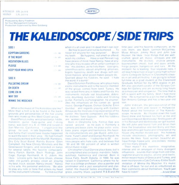 Kaleidoscope-Side Trips-LP Vinyl signed David Lindley