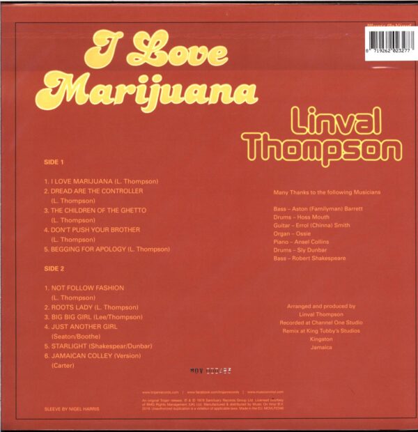 Linval Thompson-I Love Marijuana-LP Vinyl green