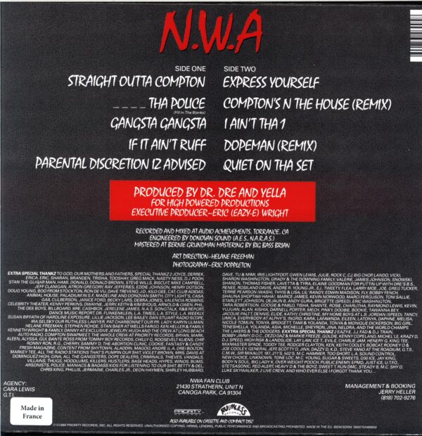 N.W.A.-Straight Outta Compton-LP Vinyl Reissue France