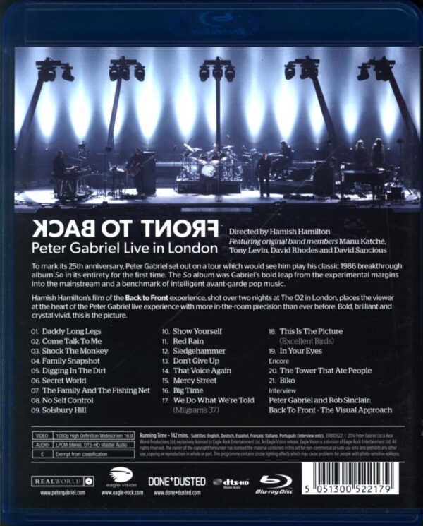 Peter Gabriel-Back To Front (Live In London)-Blu-ray
