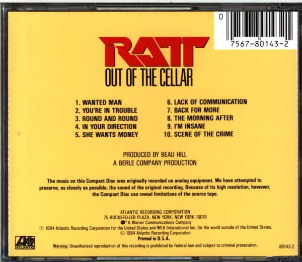 Ratt-Out Of The Cellar-CD